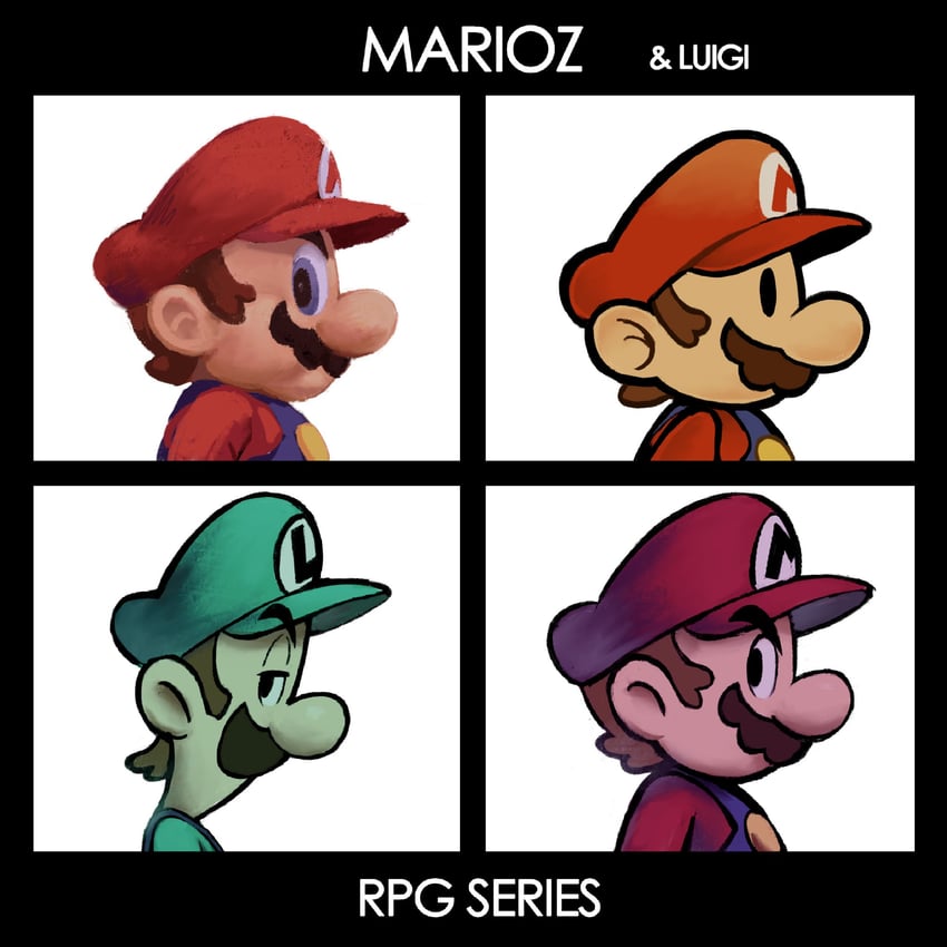 mario, luigi, and paper mario (mario and 5 more) drawn by mari_luijiroh