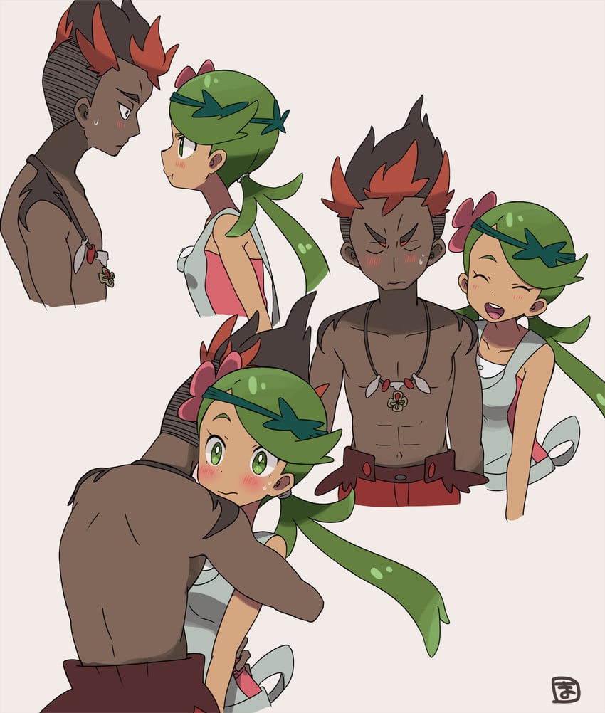 mallow and kiawe (pokemon and 1 more) drawn by masso_n