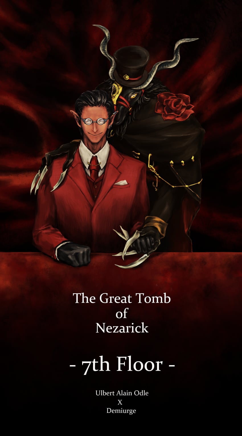 demiurge and ulbert alain odle (overlord) drawn by mogurra