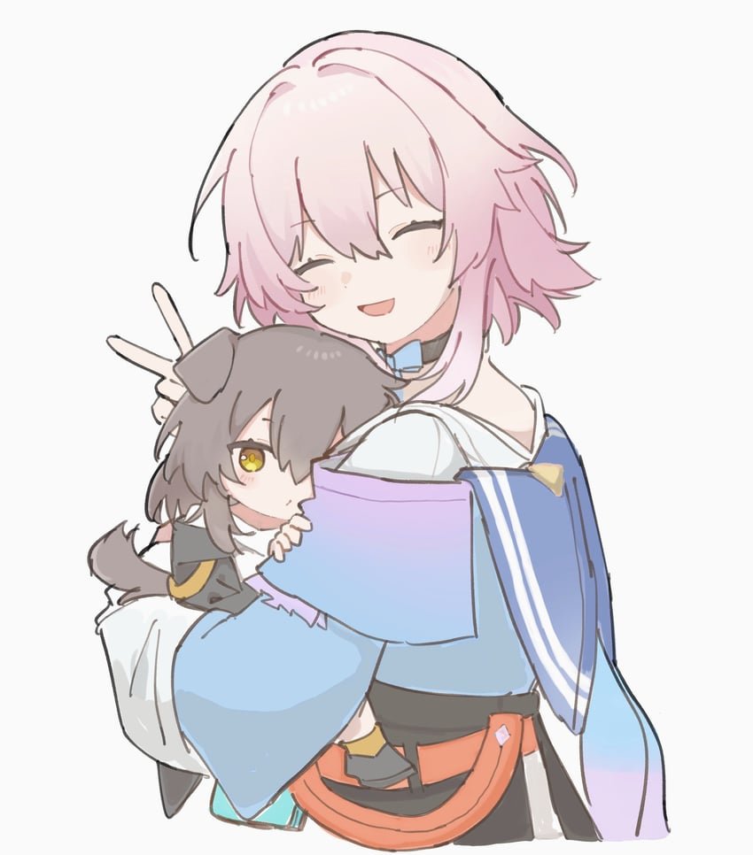 trailblazer, stelle, and march 7th (honkai and 1 more) drawn by hamu_(hamusand)