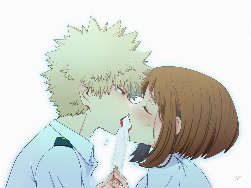 bakugou katsuki and uraraka ochaco (boku no hero academia) drawn by jyori