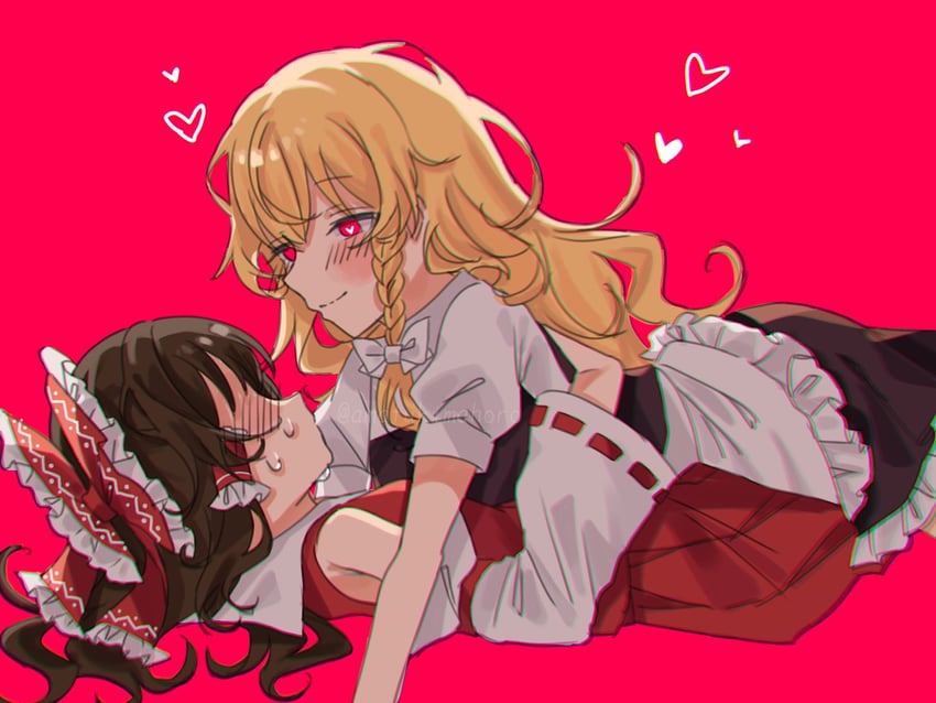 hakurei reimu and kirisame marisa (touhou) drawn by amatukimahoro