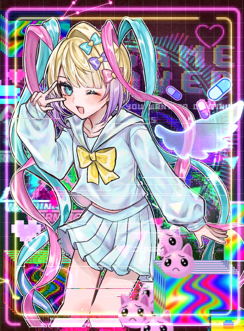 chouzetsusaikawa tenshi-chan and pien cat (needy girl overdose) drawn by gaota