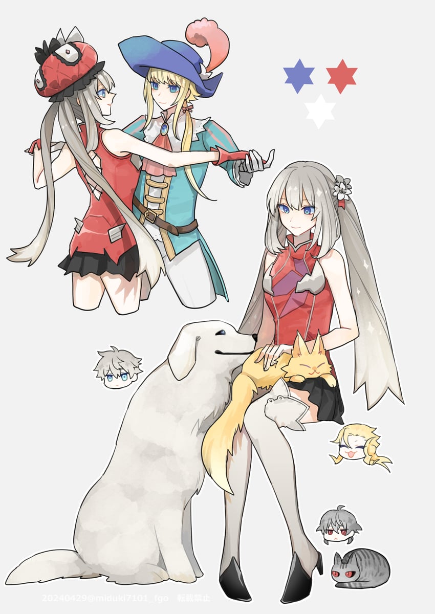 marie antoinette, antonio salieri, chevalier d'eon, wolfgang amadeus mozart, and charles-henri sanson (fate and 1 more) drawn by miduki7101