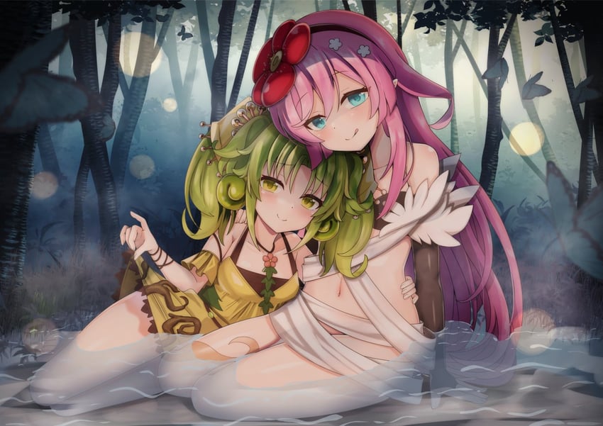 traptrix sera and traptrix rafflesia (yu-gi-oh!) drawn by toriniku_(selene1050)