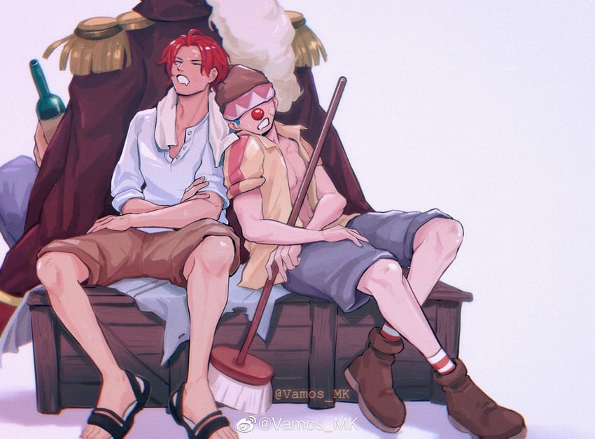 shanks, buggy the clown, and gol d. roger (one piece) drawn by vamos_mk