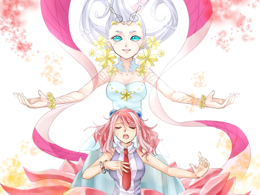 hiiragi yuzu and bloom diva the melodious choir (yu-gi-oh! and 1 more) drawn by toake_sakuya