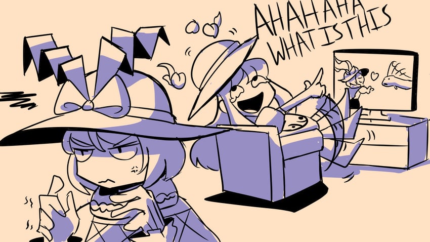 hinanawi tenshi and nagae iku (touhou and 1 more) drawn by oysterfried