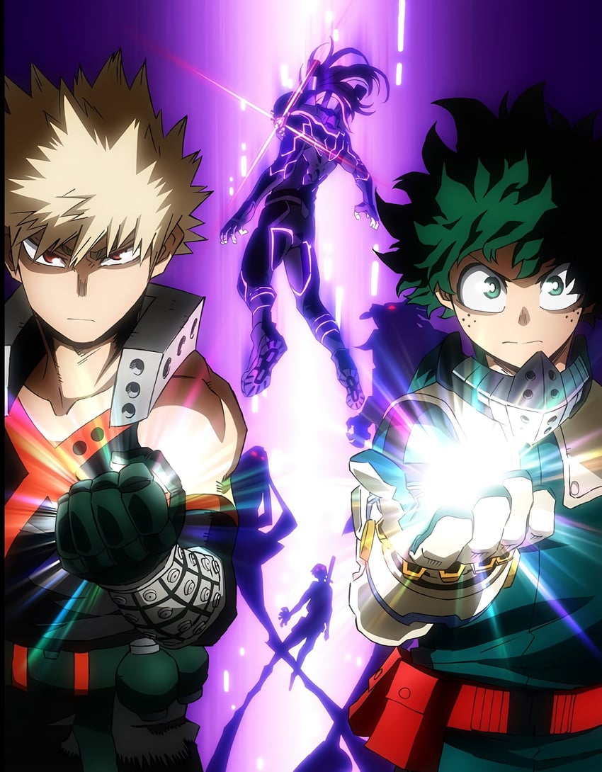 midoriya izuku, bakugou katsuki, hasaki kiruka, nine, kon chojuro, and 1 more (boku no hero academia) drawn by umakoshi_yoshihiko