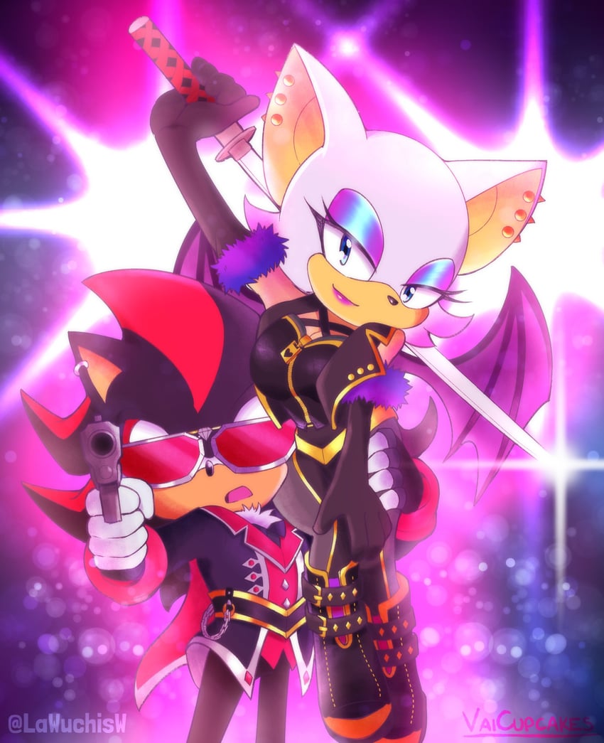 shadow the hedgehog and rouge the bat (sonic) drawn by la_wuchi