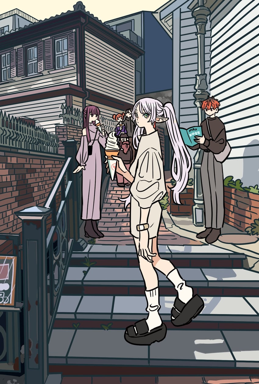 frieren, fern, stark, laufen, denken, and 1 more (sousou no frieren) drawn by takeuchi_ryousuke