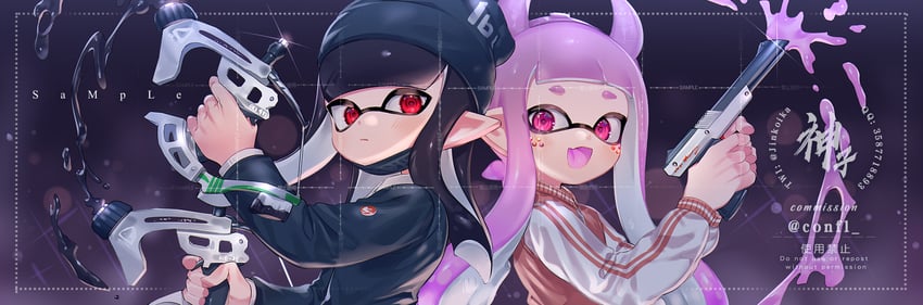 inkling player character and inkling girl (splatoon) drawn by jinkoika