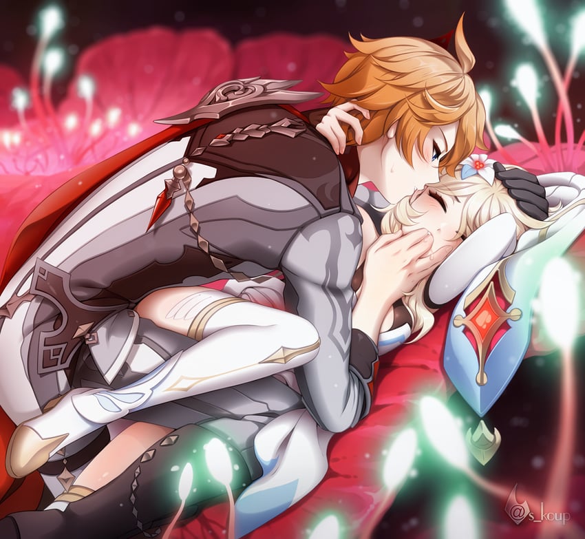 lumine and tartaglia (genshin impact) drawn by shailo