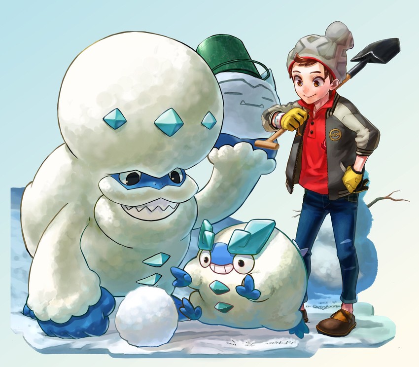victor, snorlax, galarian darumaka, and galarian darmanitan (pokemon and 1 more) drawn by yomoyama_yotabanashi
