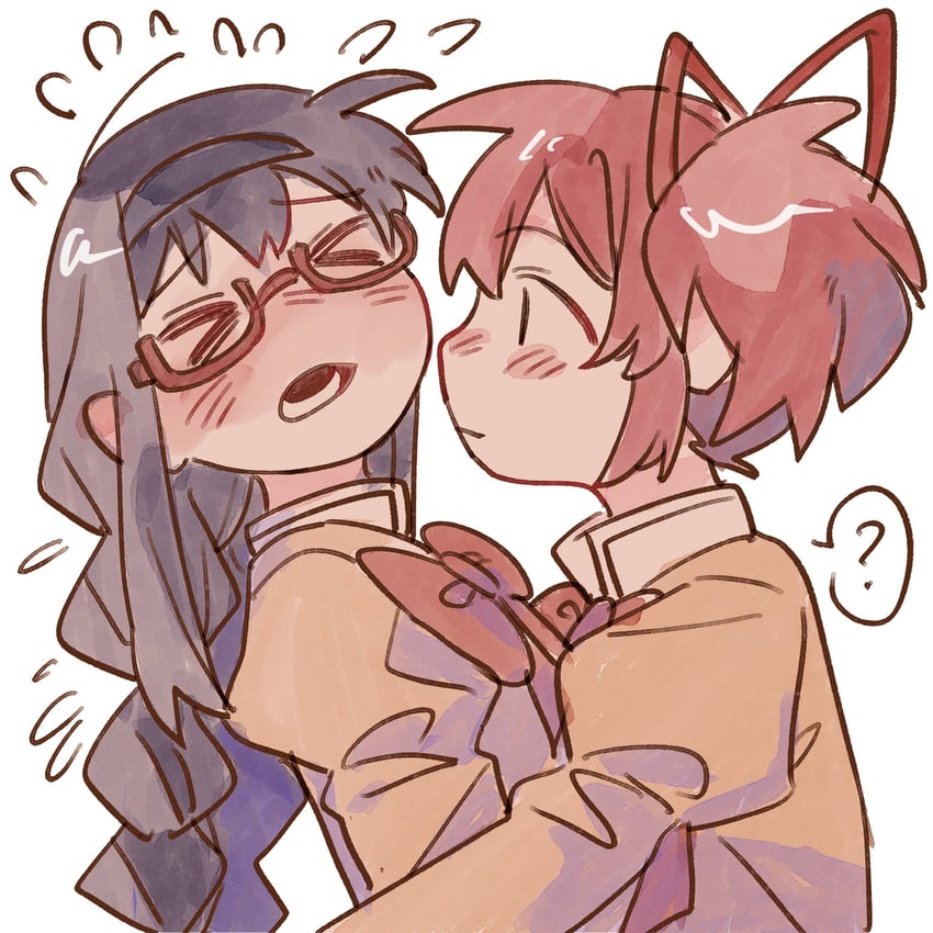 akemi homura and kaname madoka (mahou shoujo madoka magica) drawn by ezier
