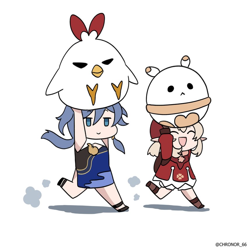 klee, fu hua, and jingwei (genshin impact and 3 more) drawn by chrono_(makuro34)