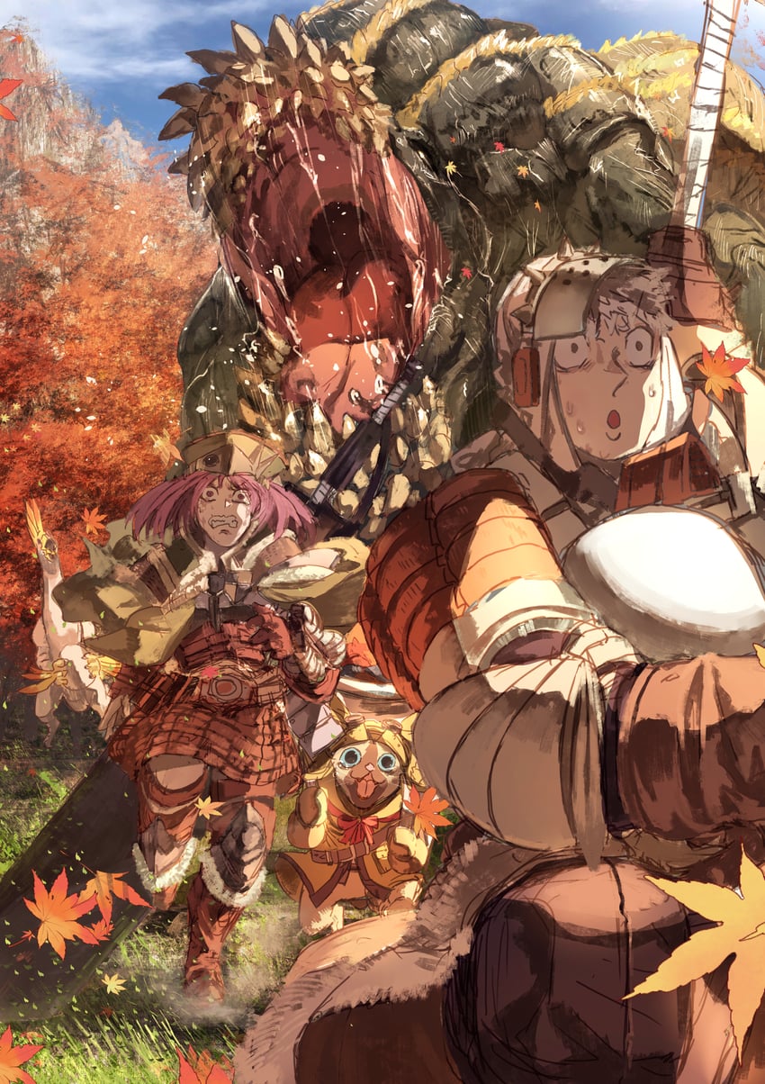 monster hunter, deviljho, and kulu-ya-ku (monster hunter) drawn by touro