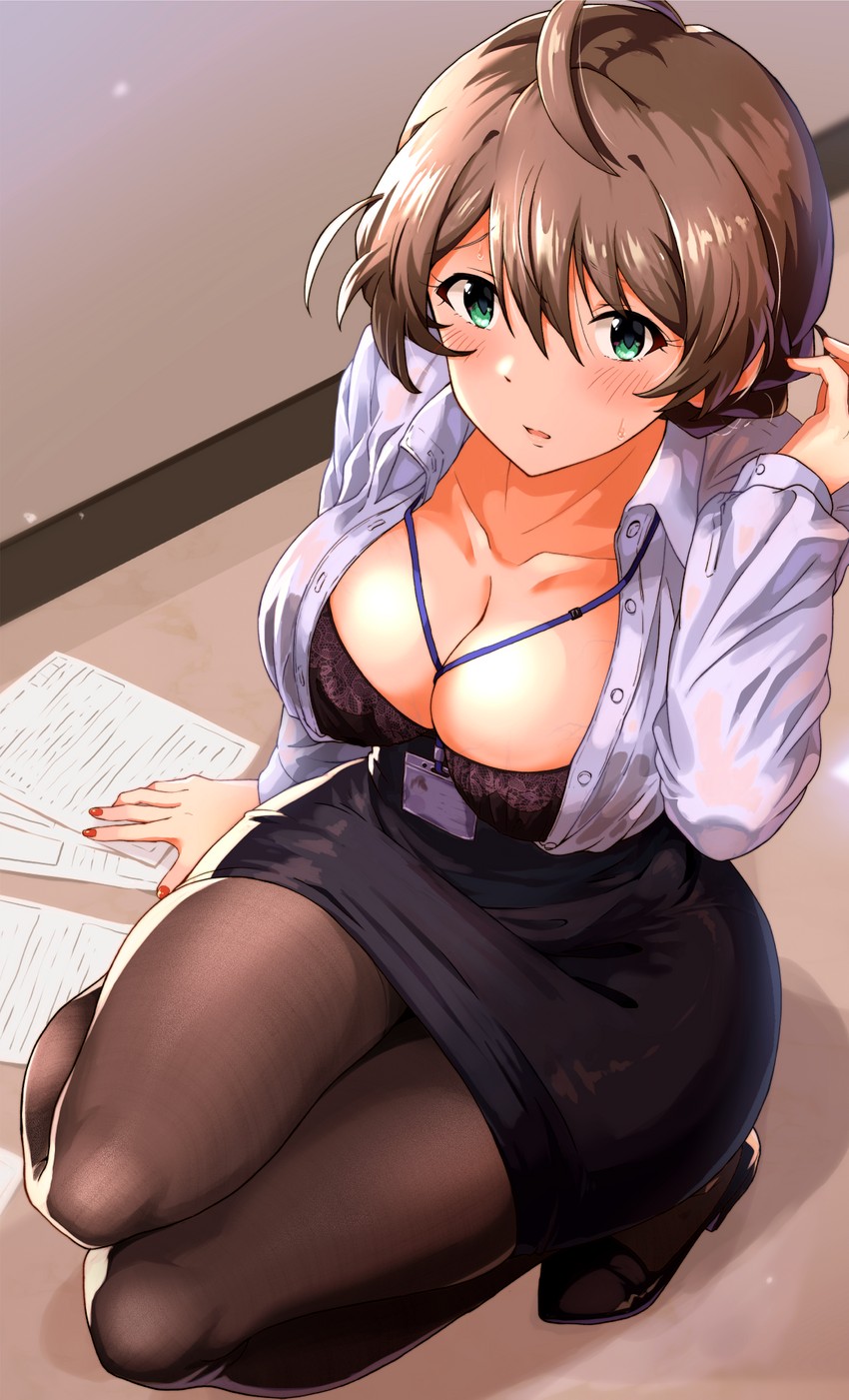 sakuramori kaori (idolmaster and 2 more) drawn by fubuki_(pekesan)
