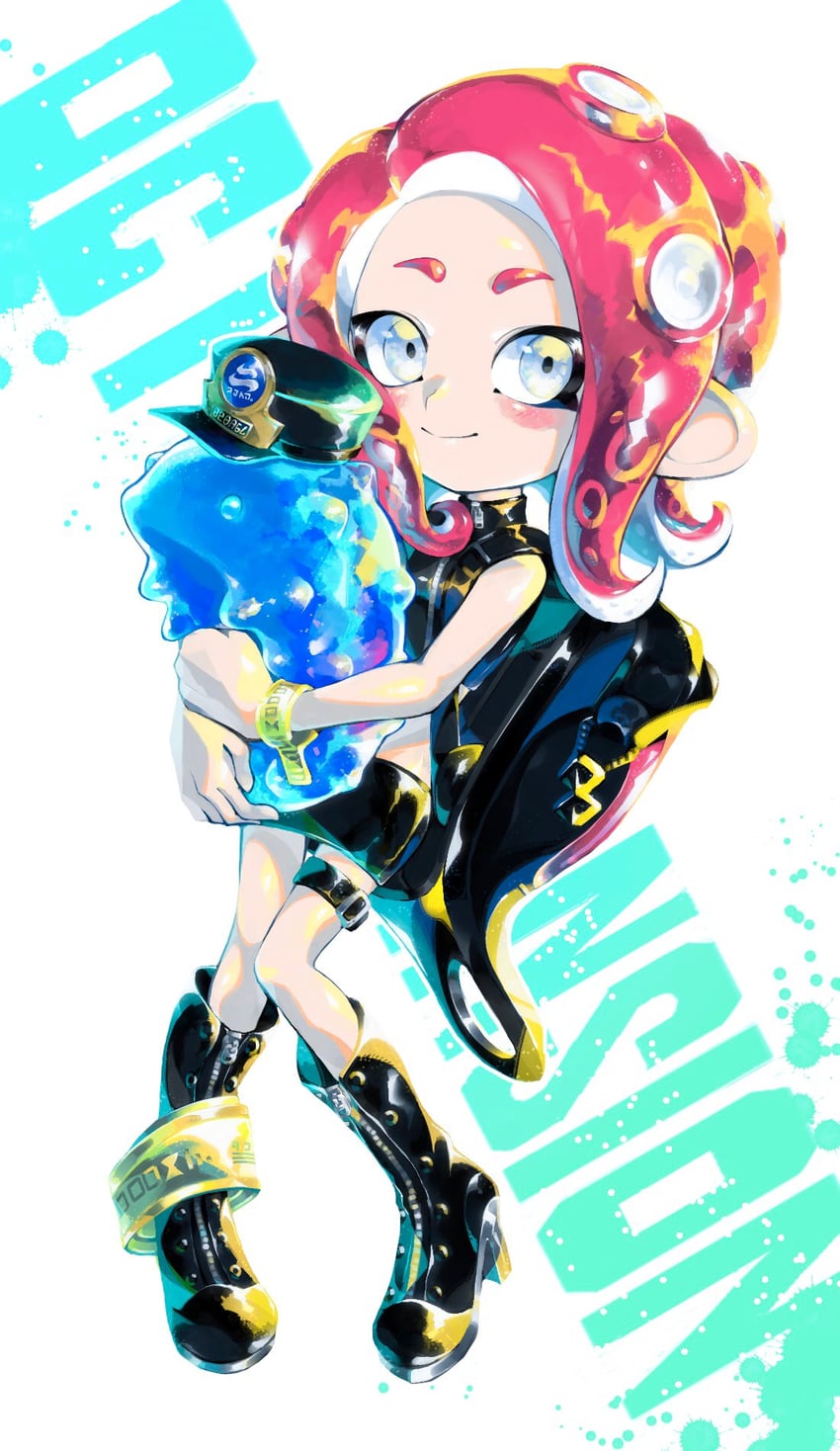 octoling player character, octoling girl, agent 8, and c.q. cumber (splatoon and 2 more) drawn by aramaki_spla