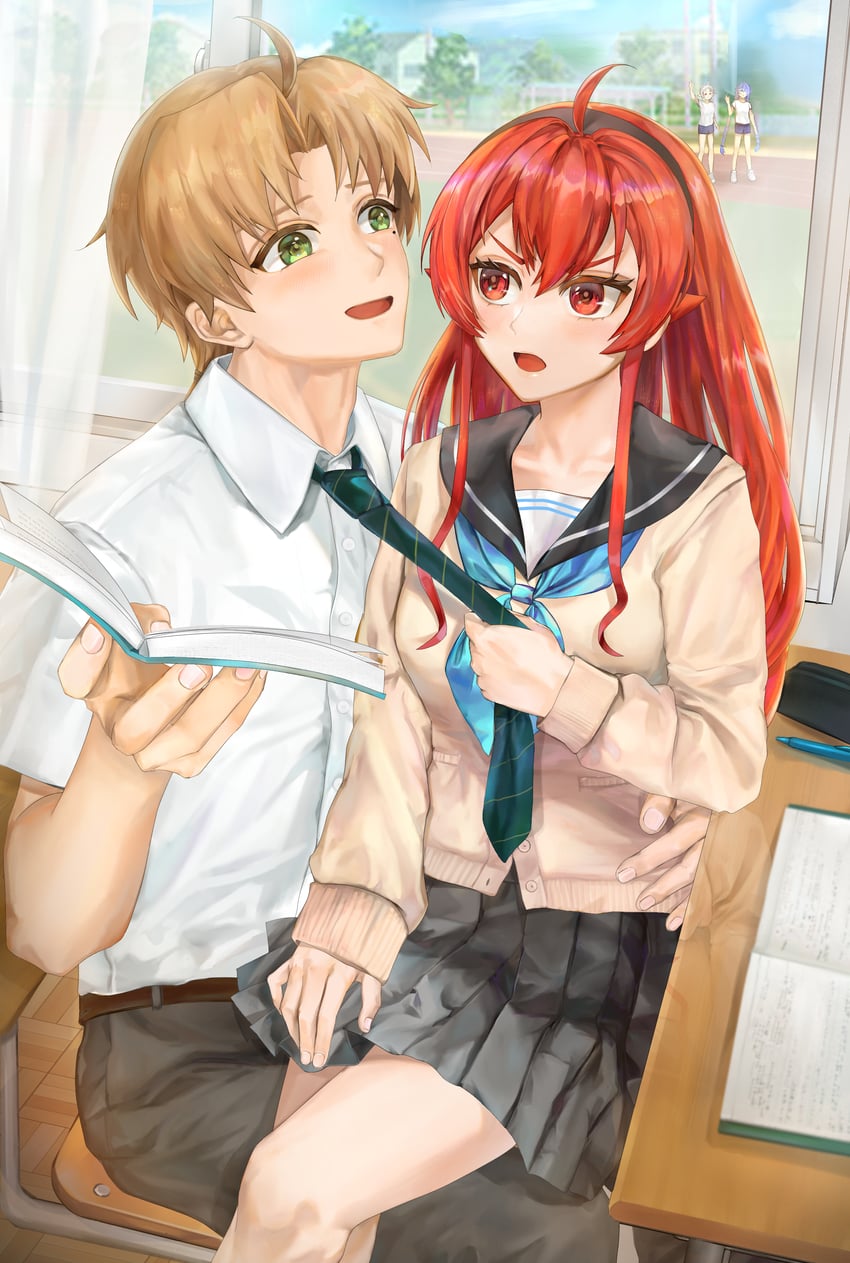 eris greyrat and rudeus greyrat (mushoku tensei) drawn by sake131
