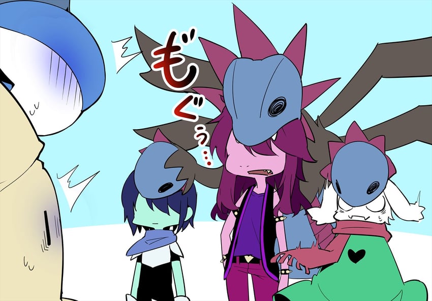mimikyu, gallade, kris, susie, and hydreigon (pokemon and 1 more) drawn by hp_nokoketaetouyona