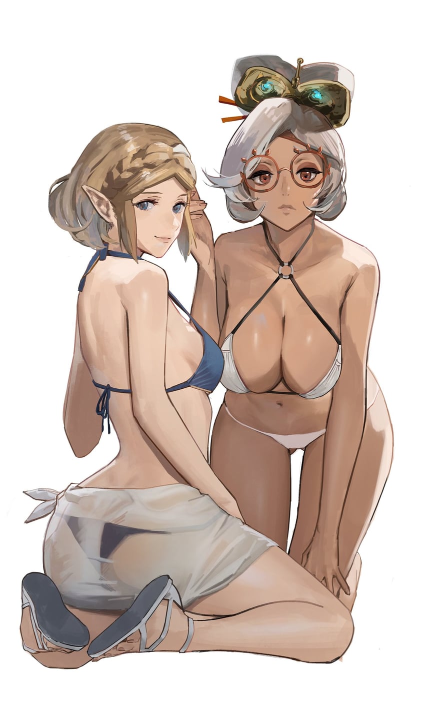princess zelda and purah (the legend of zelda and 1 more) drawn by j@ck