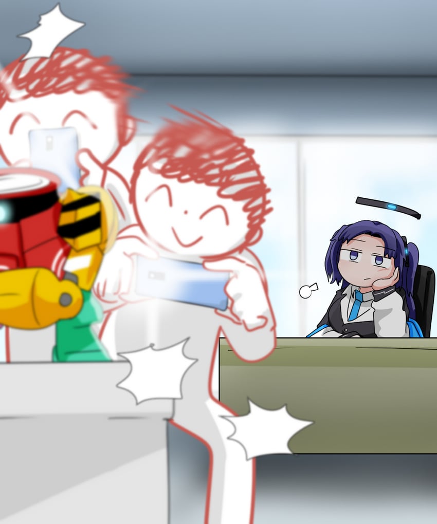sensei, yuuka, doodle sensei, and kaiten fx mk.1 (blue archive) drawn by c/h