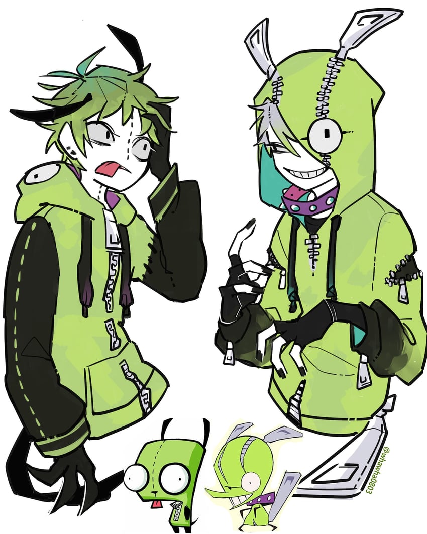 chuck and gir (panty & stocking with garterbelt and 1 more) drawn by whawha0803