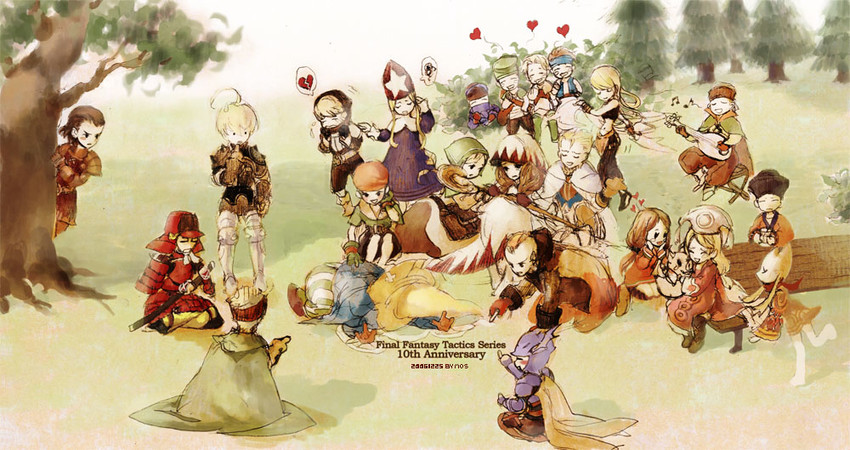 ramza beoulve, white mage, monk, geomancer, time mage, and 13 more (final fantasy and 1 more) drawn by mos
