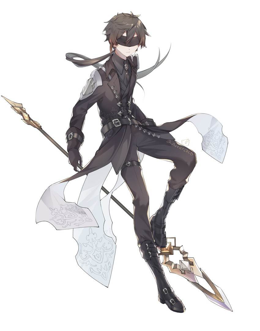 zhongli and 9s (genshin impact and 2 more) drawn by aster_fueu