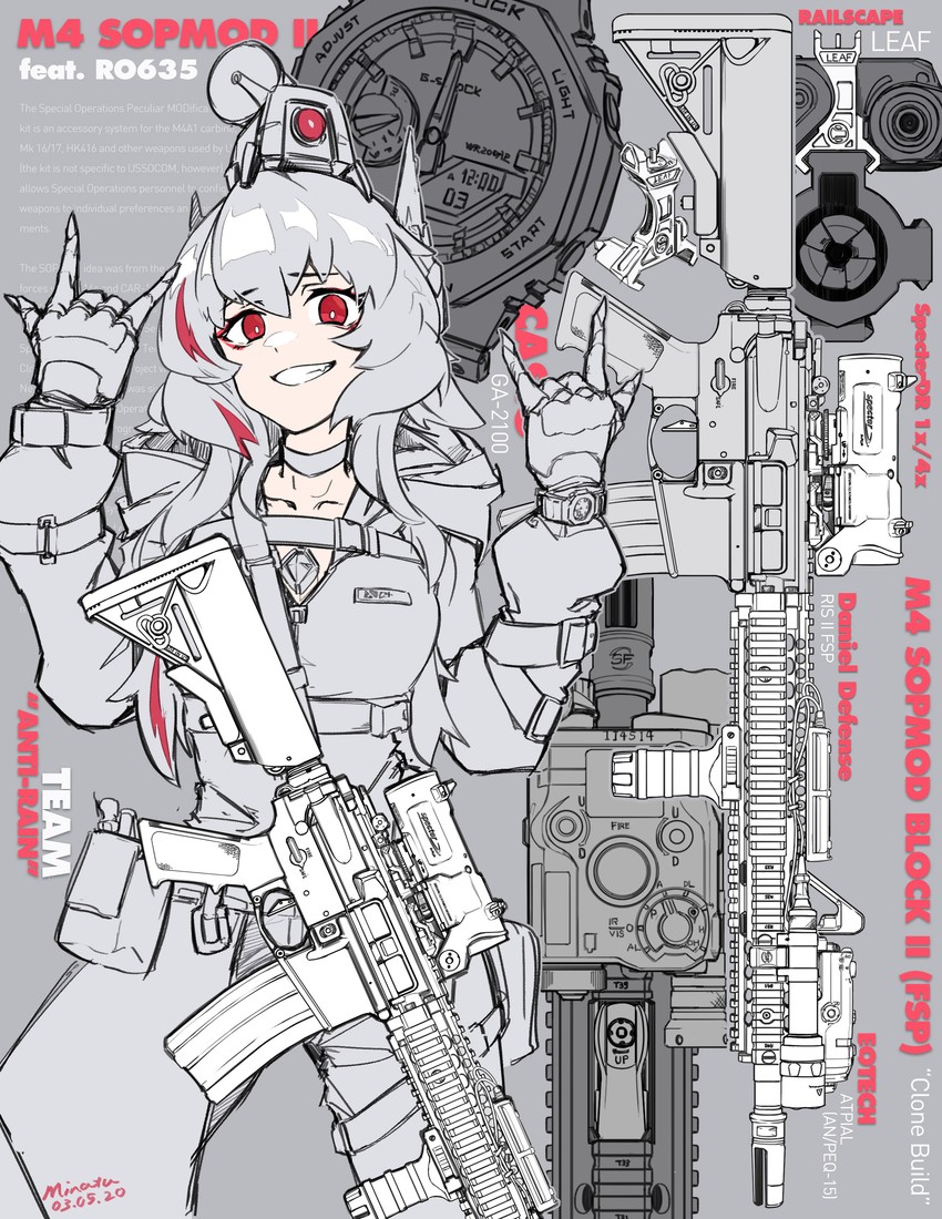 m4 sopmod ii and banana (girls' frontline) drawn by minata_(axl19941120)