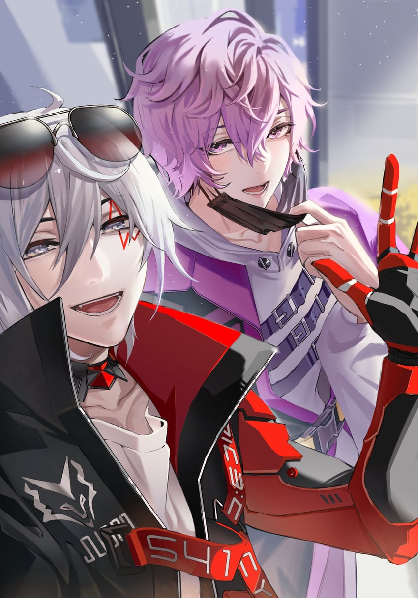 uki violeta and fulgur ovid (nijisanji and 1 more) drawn by rin_(chenirin2)