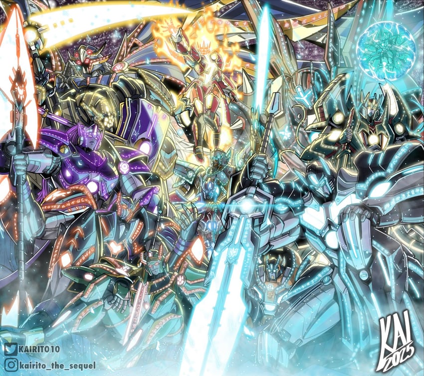 megatronus, onyx prime, alpha trion, vector prime, liege maximo, and 7 more (original and 9 more) drawn by kairito10