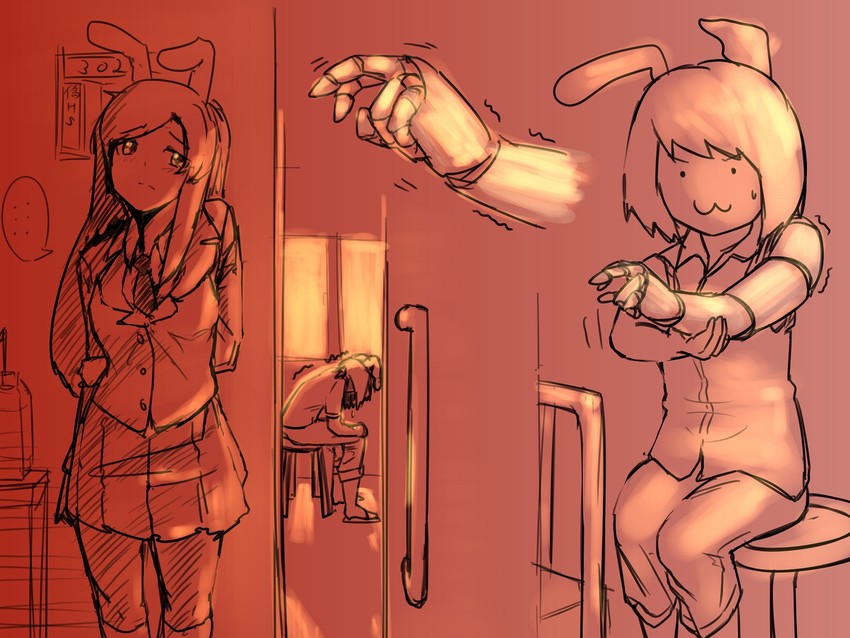 reisen udongein inaba, hisui, and fake hisui (touhou and 1 more) drawn by okonogi
