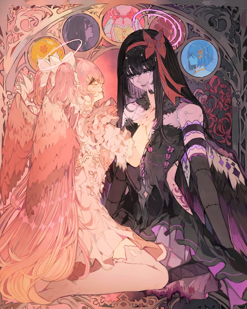akemi homura, kaname madoka, miki sayaka, sakura kyoko, tomoe mami, and 2 more (mahou shoujo madoka magica and 1 more) drawn by ichigoh