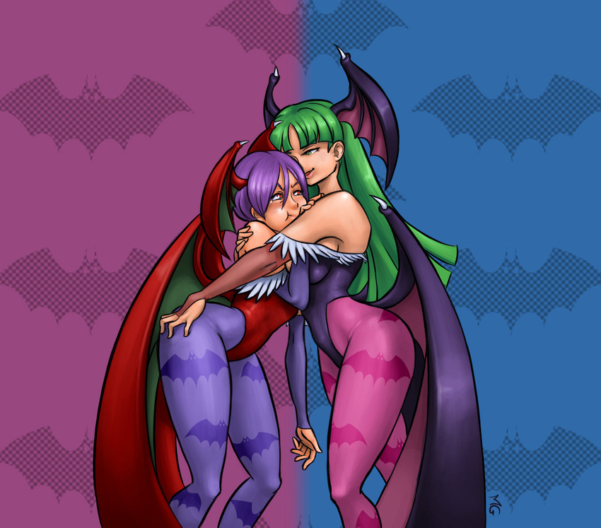 morrigan aensland and lilith (darkstalkers) drawn by mario_grant