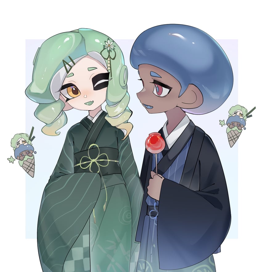 octoling player character, octoling girl, and octoling boy (splatoon) drawn by rongyu1029