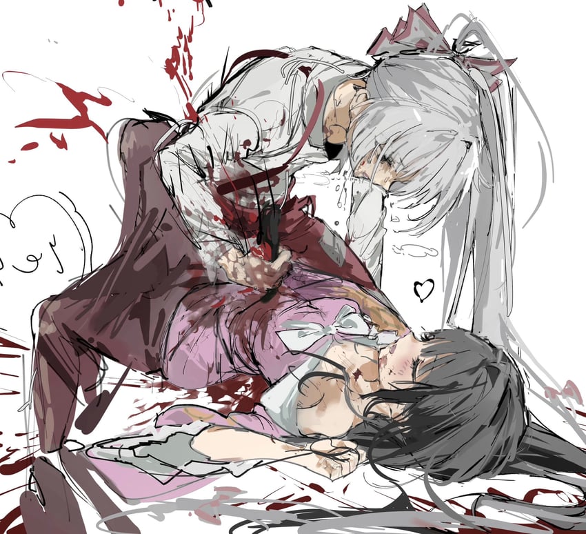 fujiwara no mokou and houraisan kaguya (touhou) drawn by sesmkun
