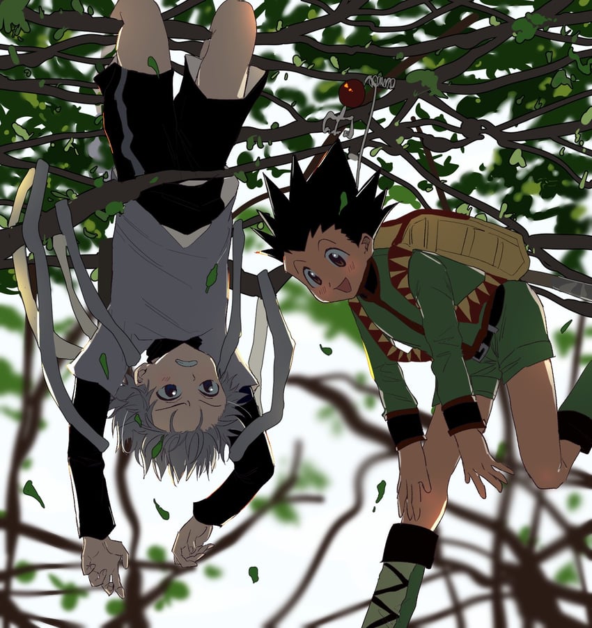 killua zoldyck and gon freecss (hunter x hunter) drawn by kasukasugom1