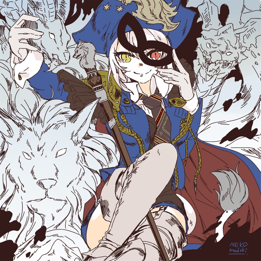 warrior of light and blue mage (final fantasy and 1 more) drawn by lili_mdoki