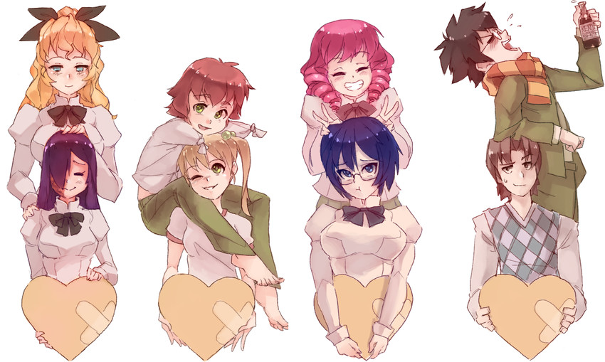 ikezawa hanako, satou lilly, tezuka rin, ibarazaki emi, hakamichi shizune, and 3 more (katawa shoujo) drawn by rtil