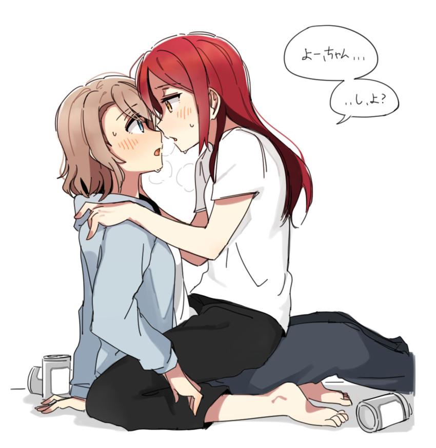 watanabe you and sakurauchi riko (love live! and 1 more) drawn by yuyu_(yuyunnm)