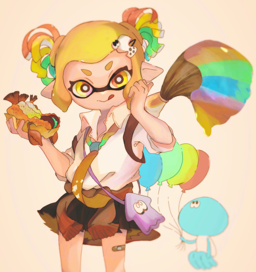 inkling player character, inkling girl, and jellyfish (splatoon) drawn by kurea0399
