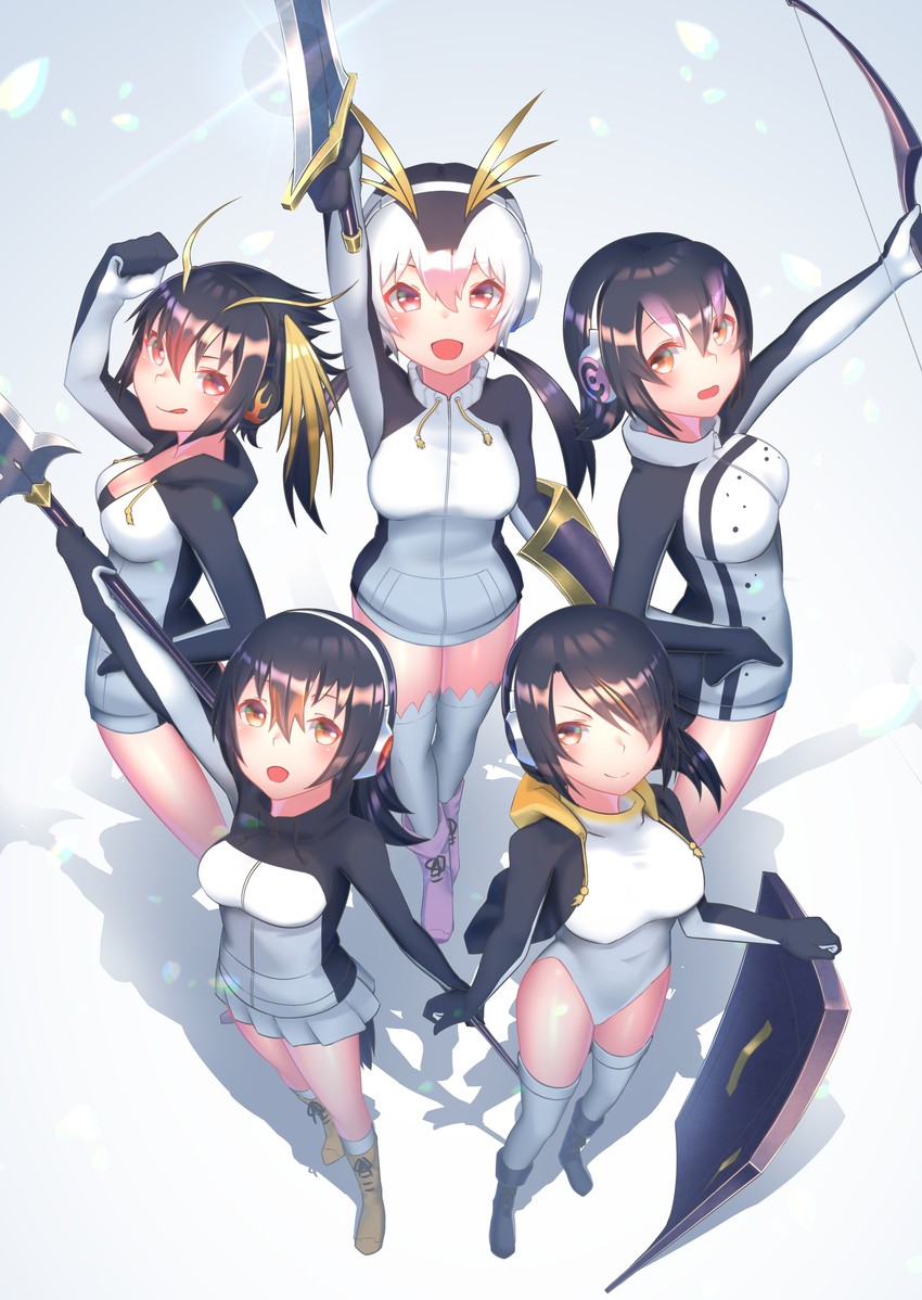 emperor penguin, humboldt penguin, royal penguin, rockhopper penguin, and gentoo penguin (kemono friends) drawn by akuma_(st.takuma)