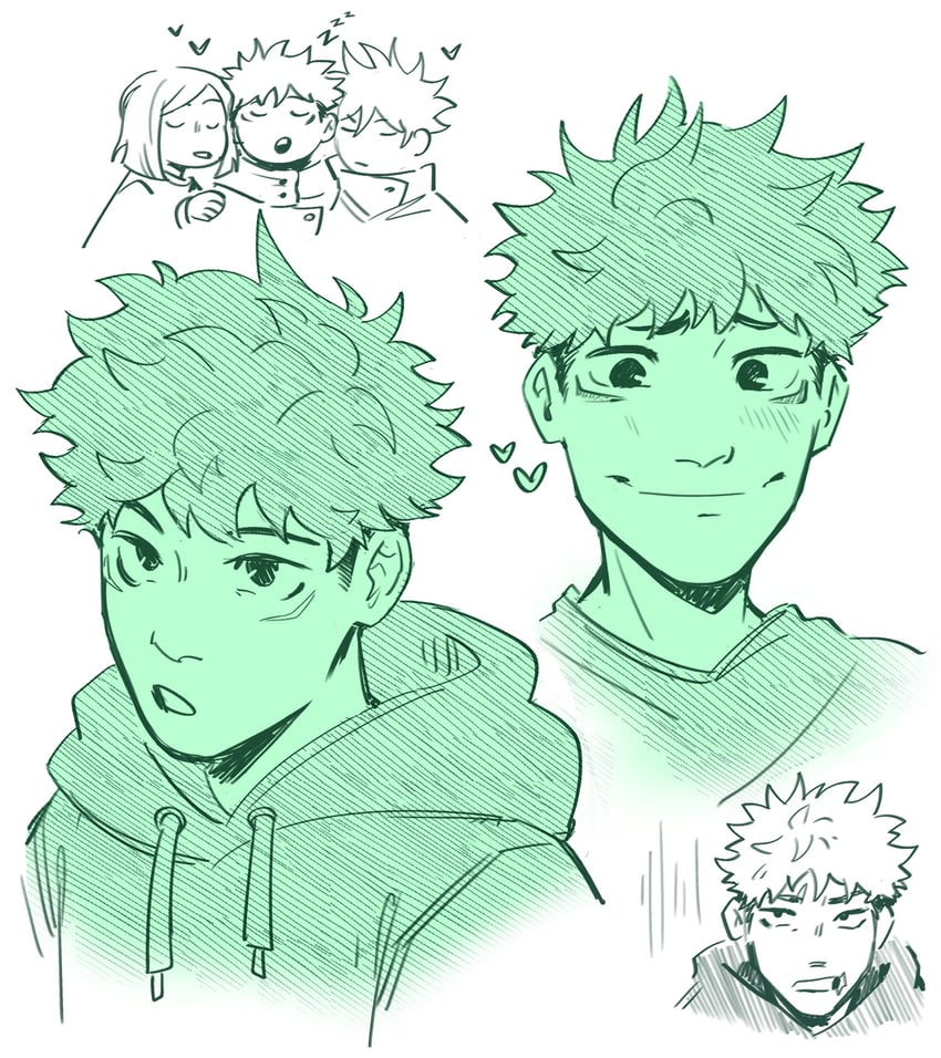itadori yuuji, fushiguro megumi, and kugisaki nobara (jujutsu kaisen) drawn by habkart