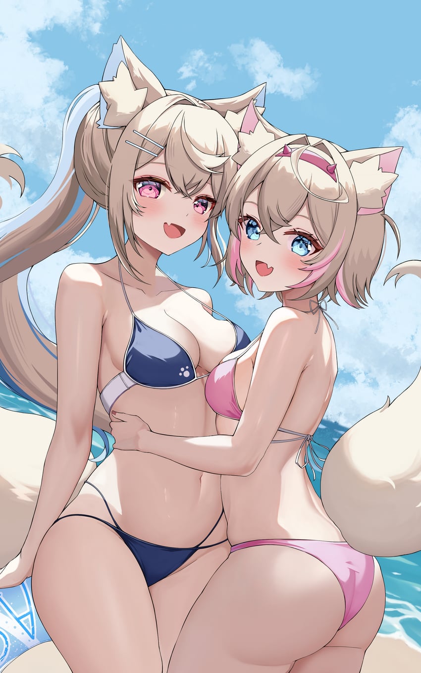 fuwawa abyssgard and mococo abyssgard (hololive and 1 more) drawn by yuni_animal_(remyi_3)