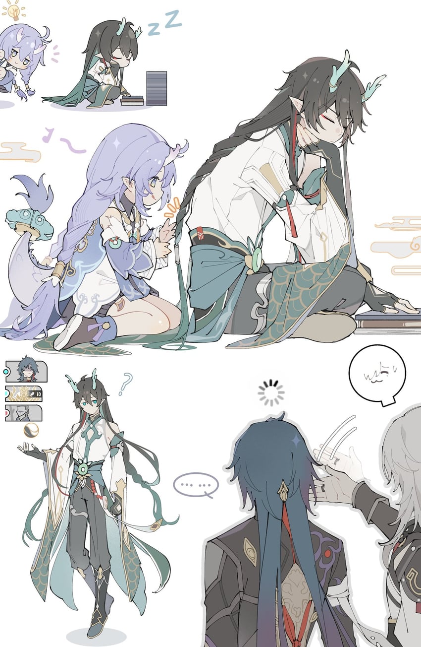 dan heng, blade, jing yuan, bailu, and silvermane guard (honkai and 1 more) drawn by yue_(shemika98425261)