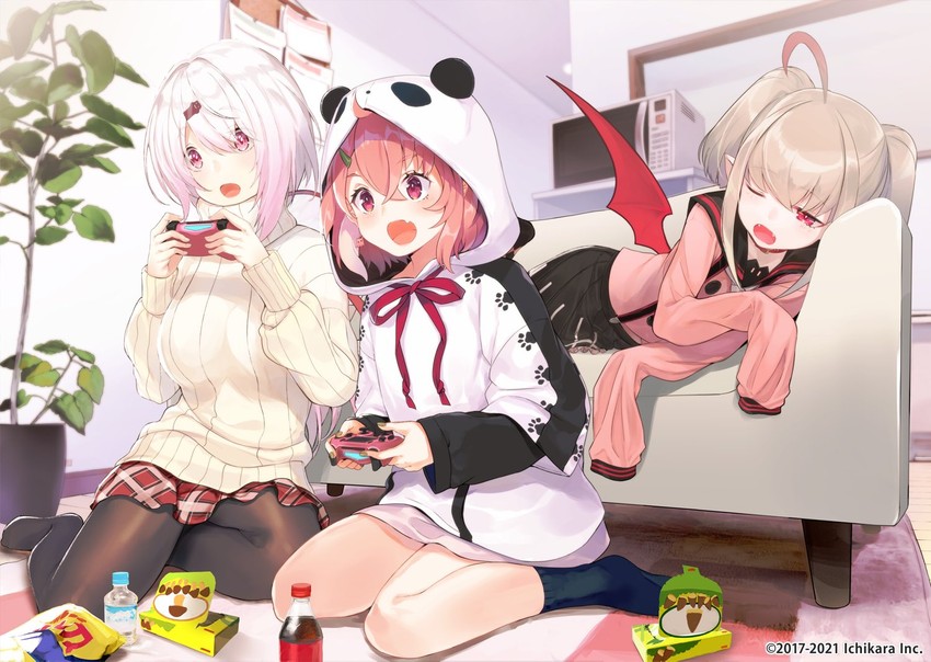 makaino ririmu, shiina yuika, and sasaki saku (nijisanji) drawn by yuunagi_(seventh_heaven)