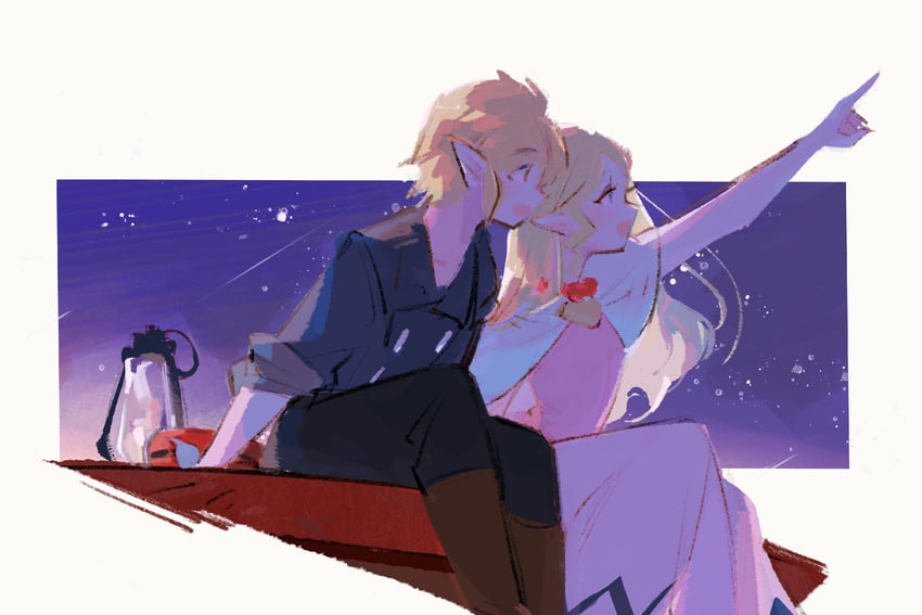 link and princess zelda (the legend of zelda and 1 more) drawn by manodemarina