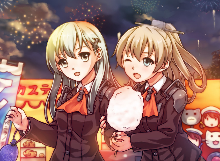 suzuya, kumano, error musume, girl holding a cat, and batsubyou (kantai collection) drawn by acea4